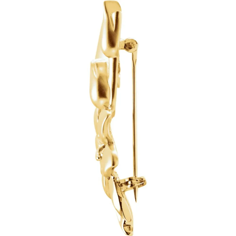 10k Yellow Gold Flower Design Brooch