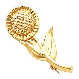 10k Yellow Gold Sunflower Brooch