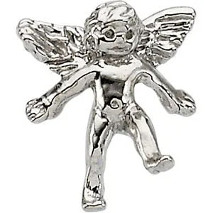 14k White Gold Cherub Lapel Pin