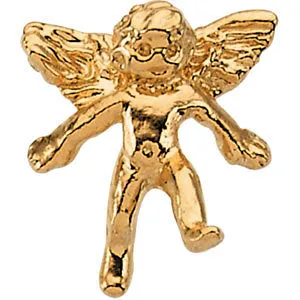 14k White Gold Cherub Lapel Pin