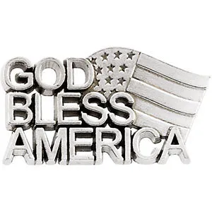 14k White Gold God Bless America Lapel Pin