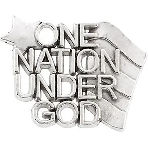 14k White Gold One Nation Under God Lapel Pin
