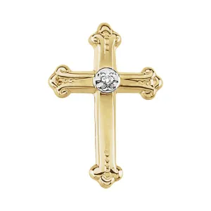 14k White/Yellow Gold Cross Lapel Pin