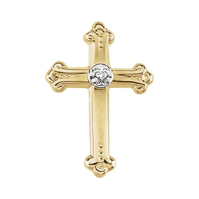 14k White/Yellow Gold Cross Lapel Pin