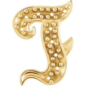 14k Yellow Gold Letter "F" Script Initial