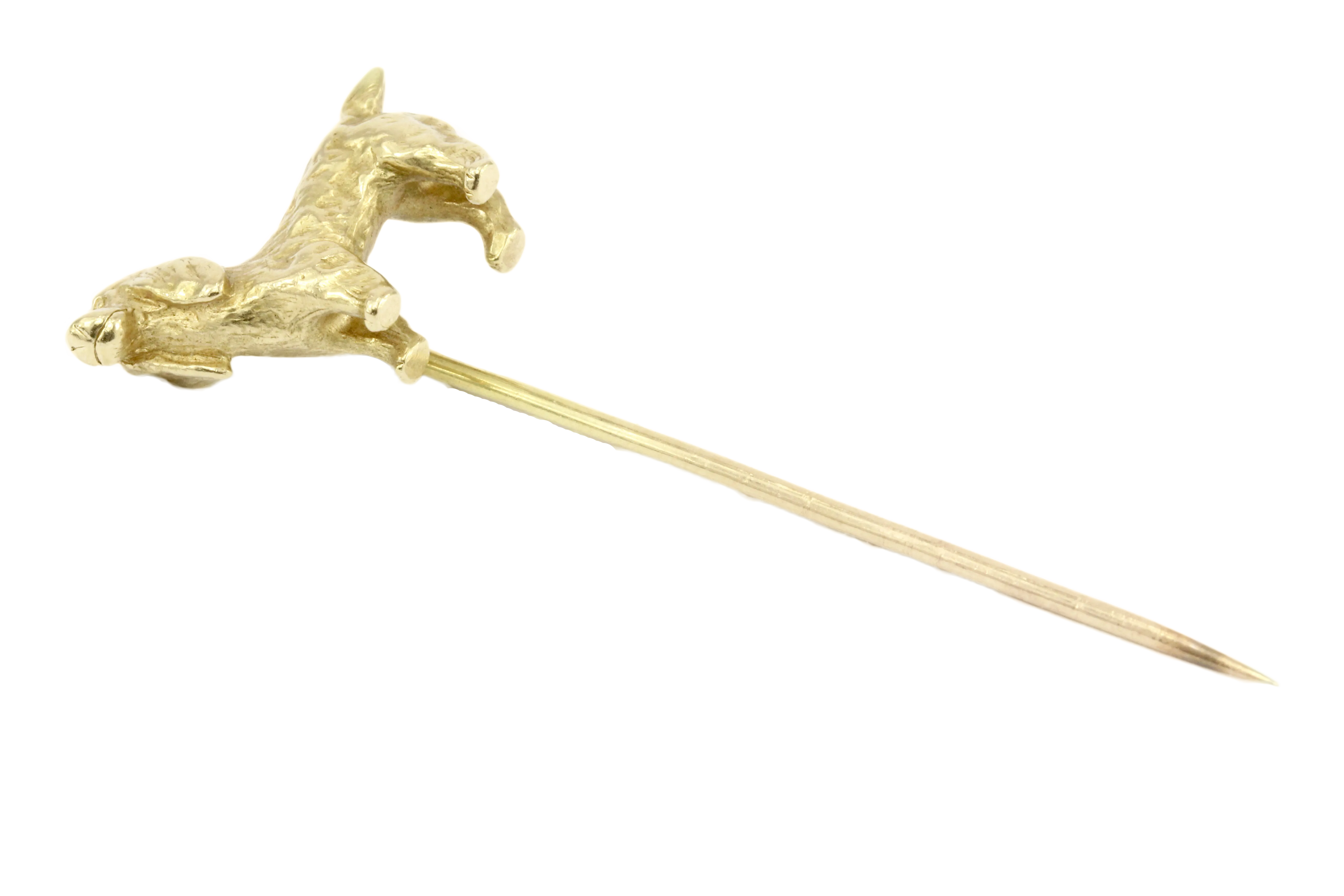 14K Yellow Gold Spaniel Dog Stick Pin