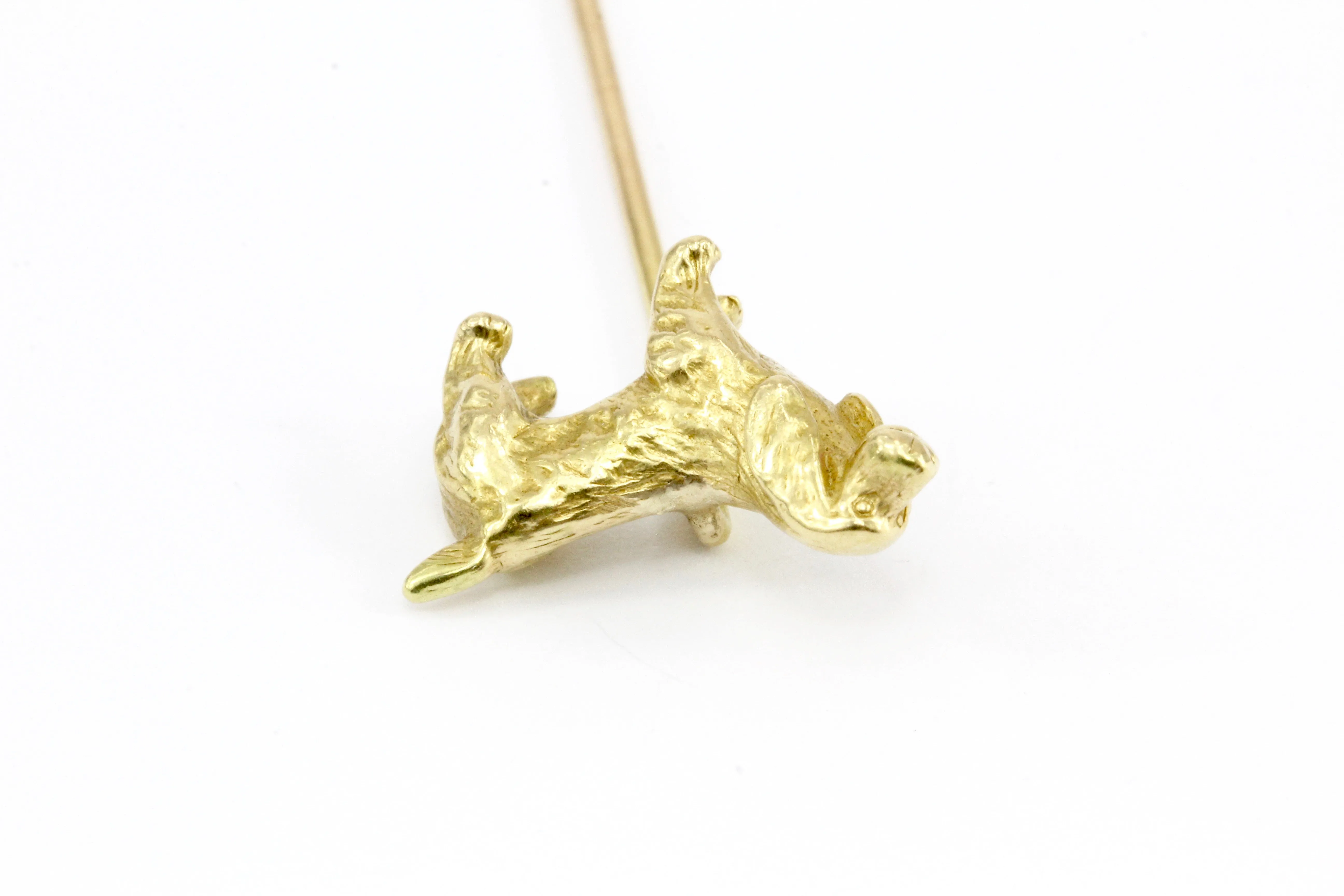 14K Yellow Gold Spaniel Dog Stick Pin