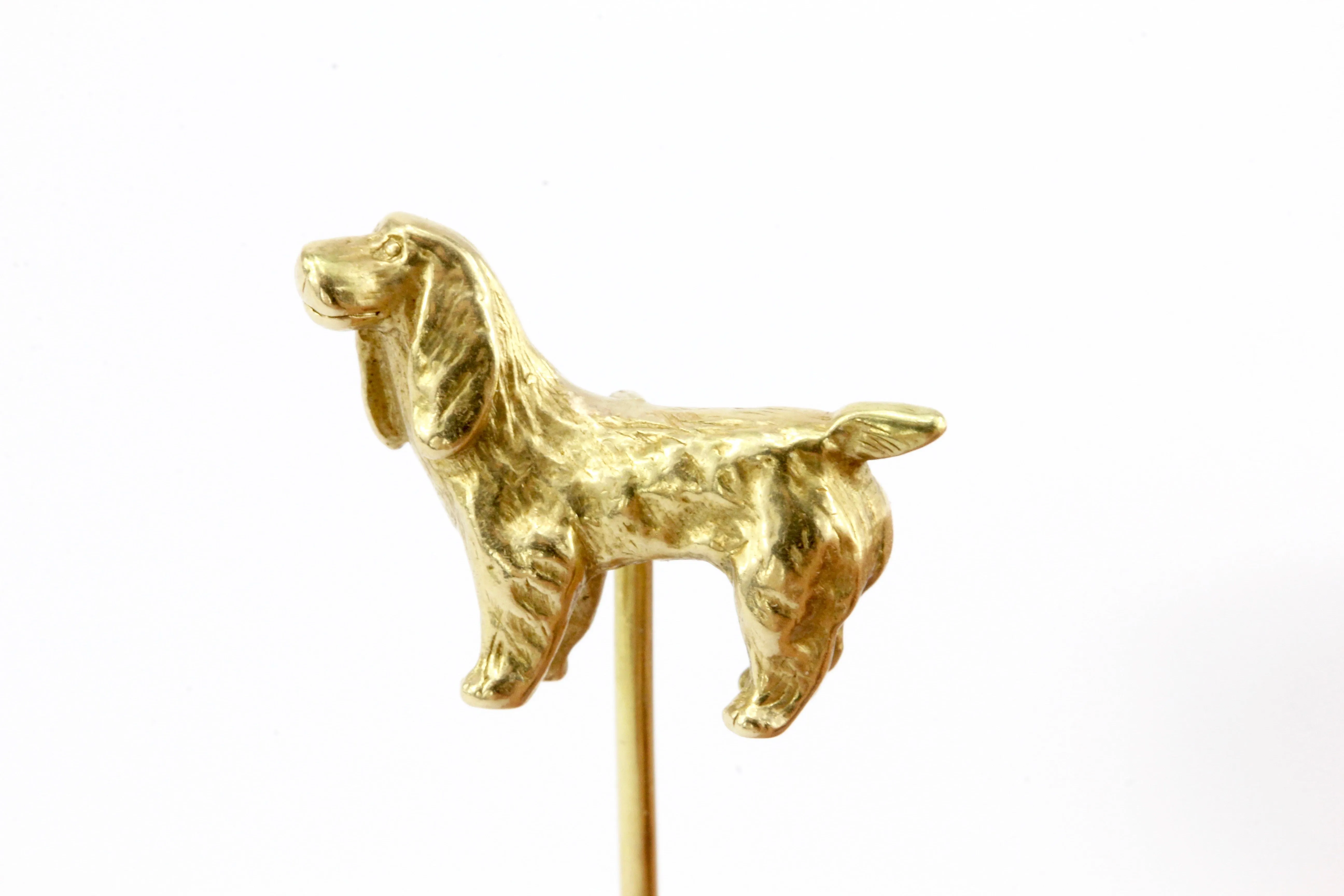 14K Yellow Gold Spaniel Dog Stick Pin