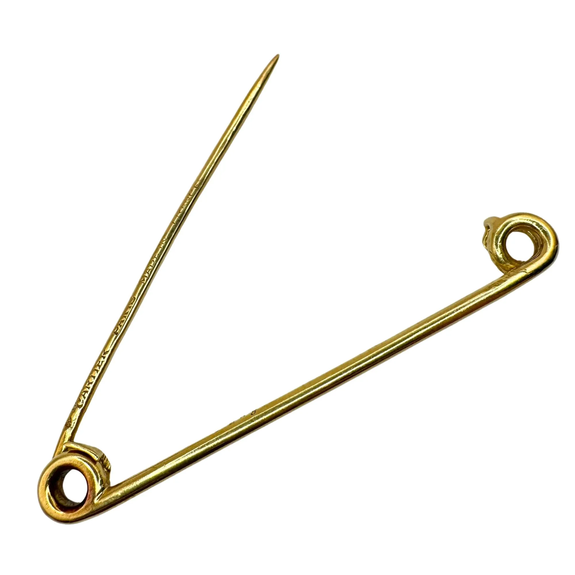 18k 1980's Cartier Paris Safety Pin Brooch