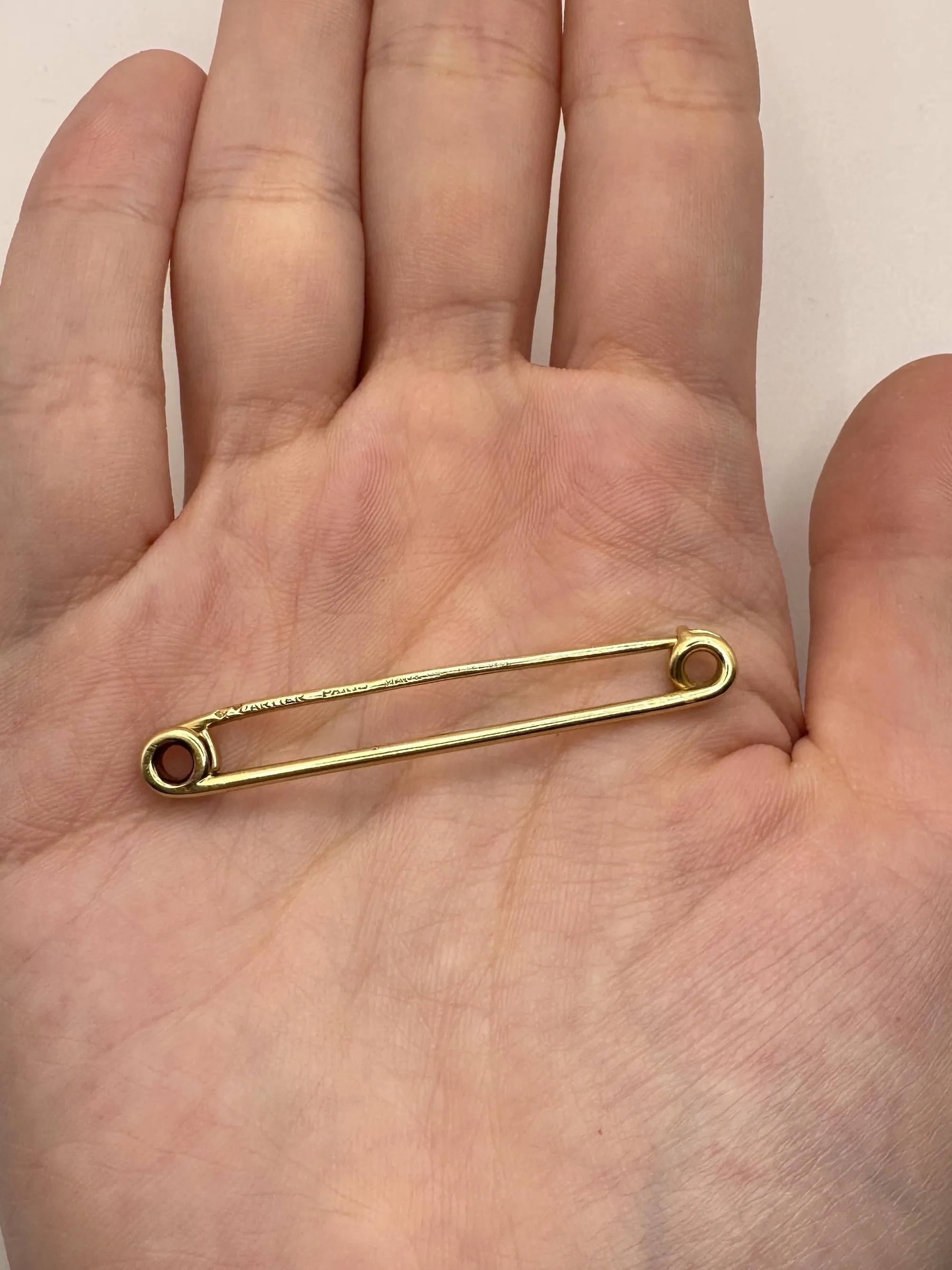 18k 1980's Cartier Paris Safety Pin Brooch