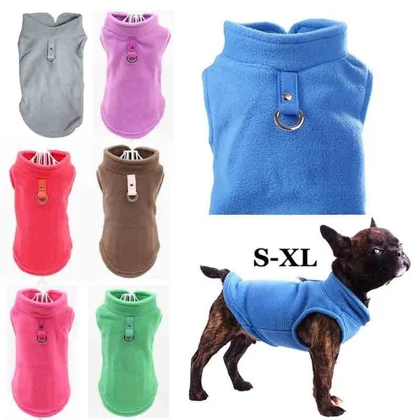 2020 7 Colors Dog Fleece Sweaters Vest Harness Jacket Puppy Outfits Puffer Coat Autumn Fall Warm Soft Winter Clothes Small Dogs