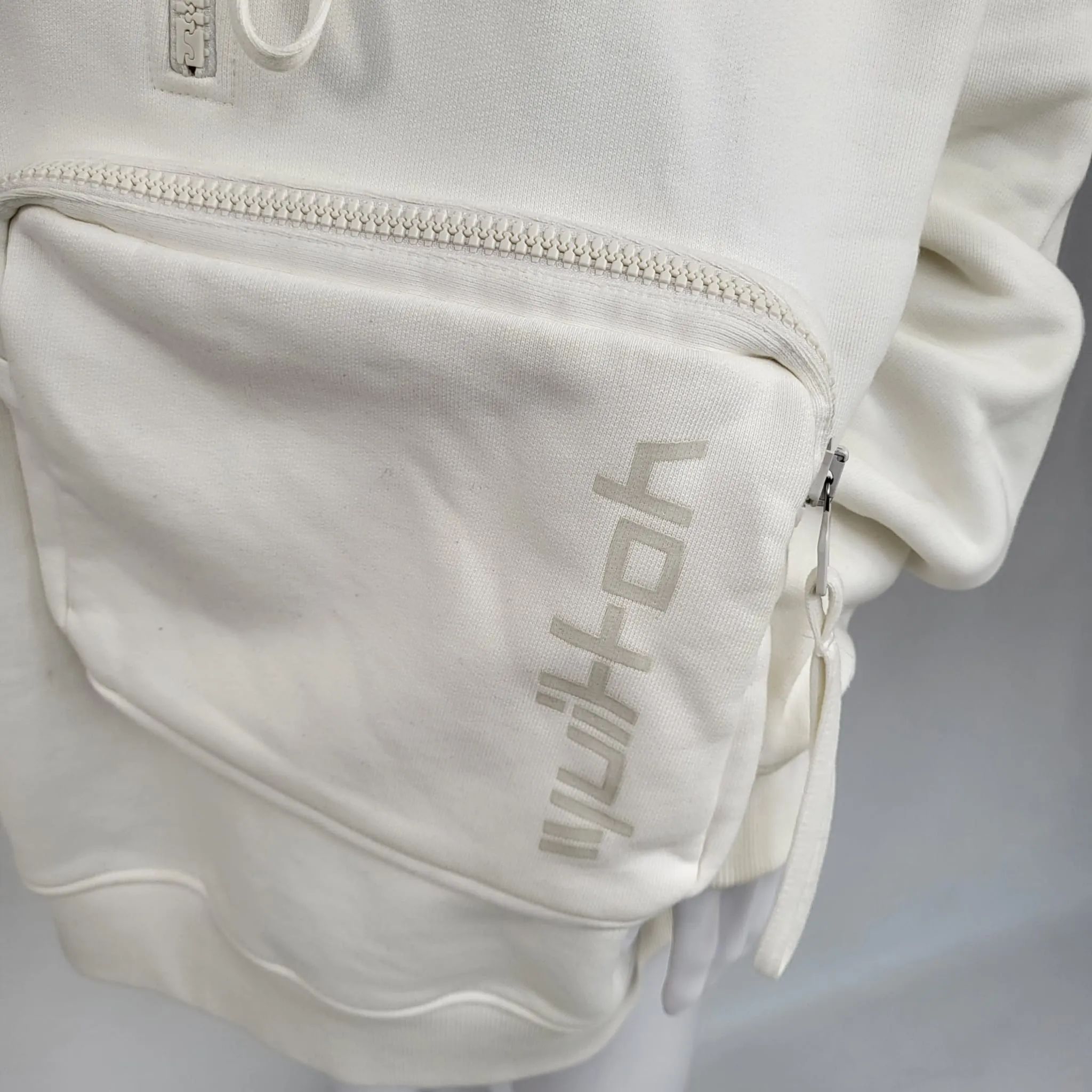 3D Patched Pocket Half Zipped Sweater