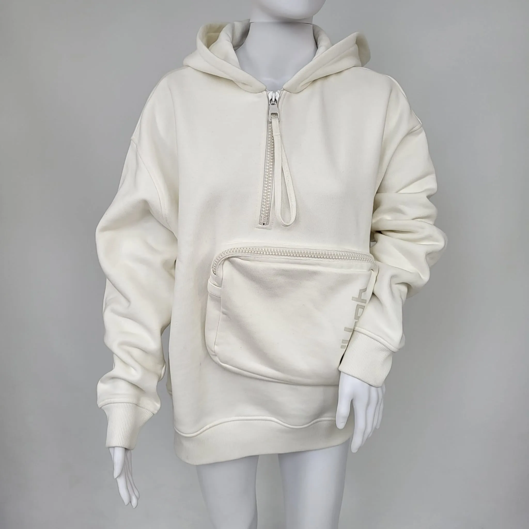 3D Patched Pocket Half Zipped Sweater