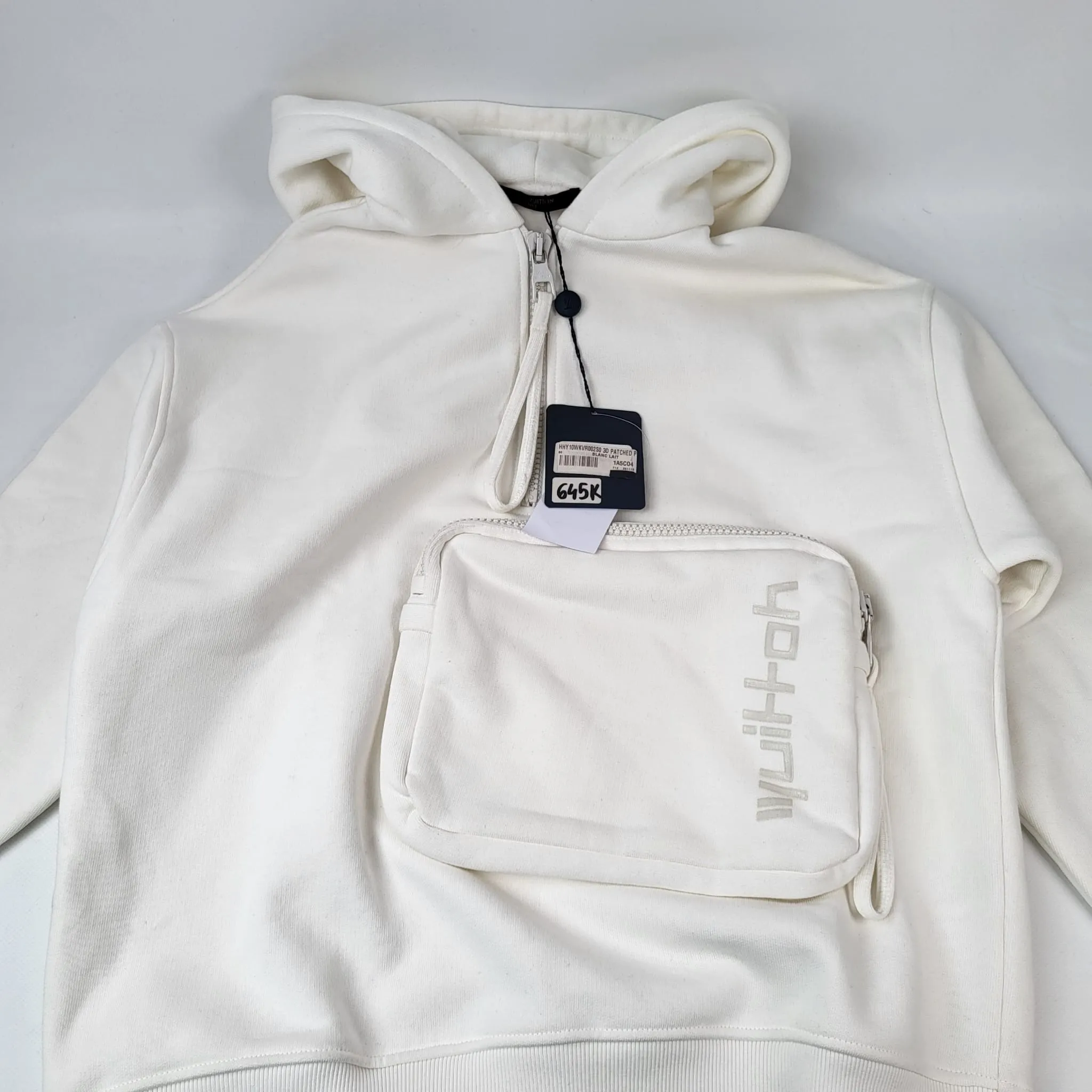 3D Patched Pocket Half Zipped Sweater