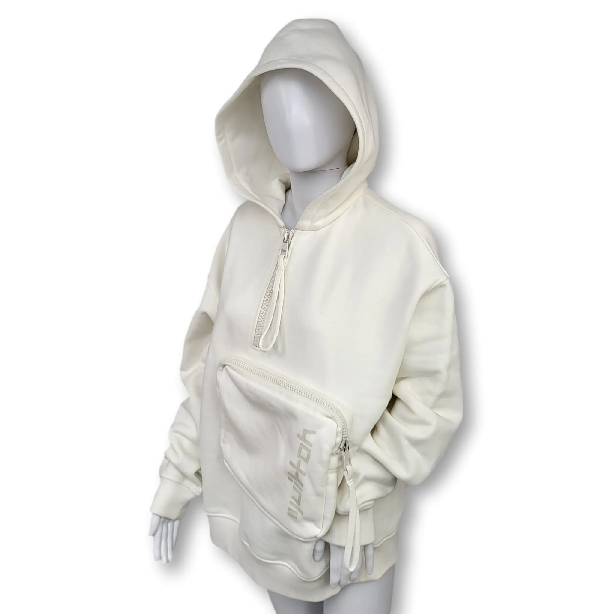 3D Patched Pocket Half Zipped Sweater