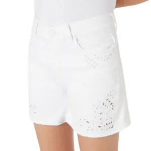 7FAM Emea Billie Eyelet Denim Shorts White Jeams Lace Size 26 NEW NWT