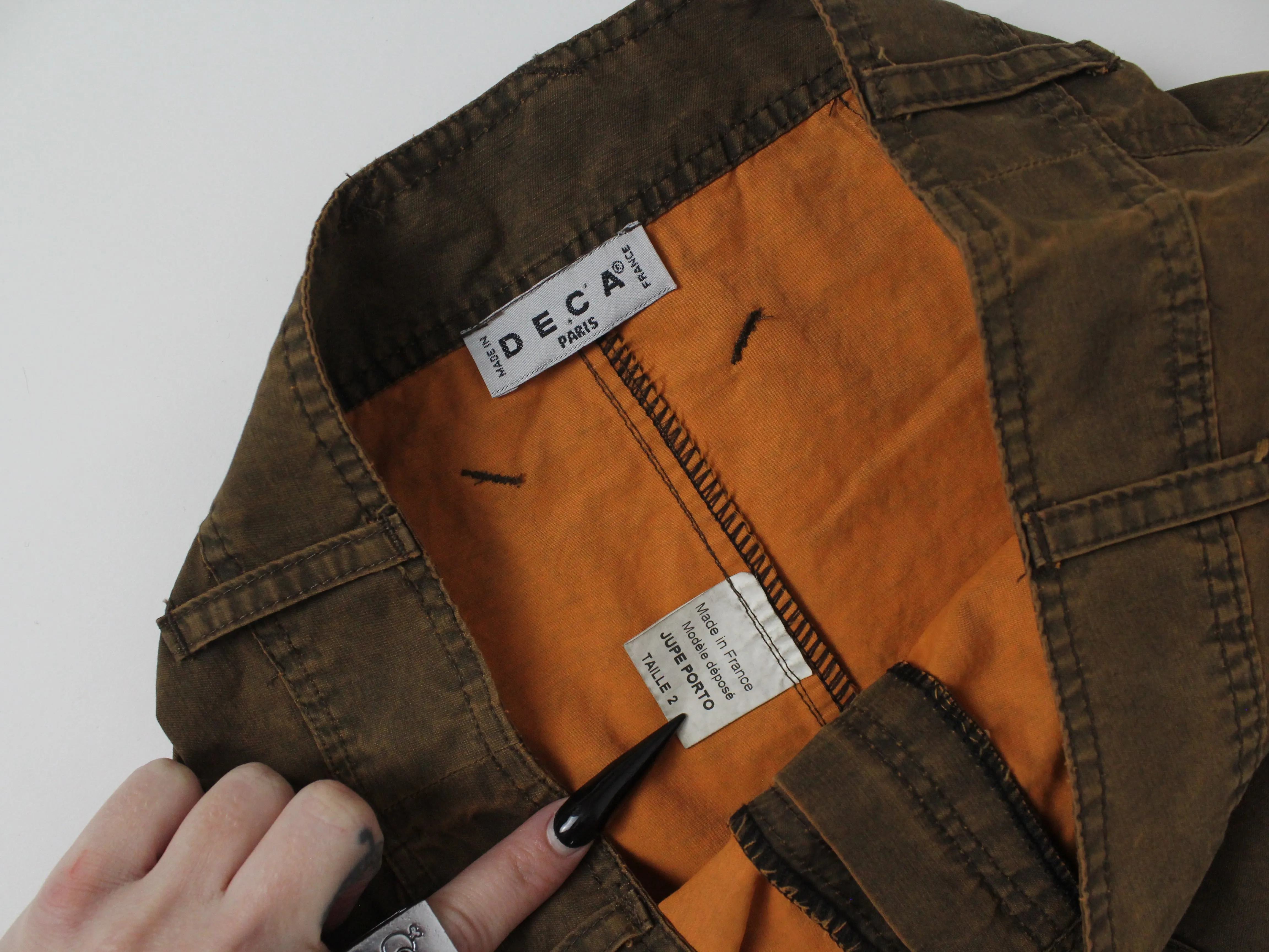 90s French Cargo Maxi Skirt (XS)