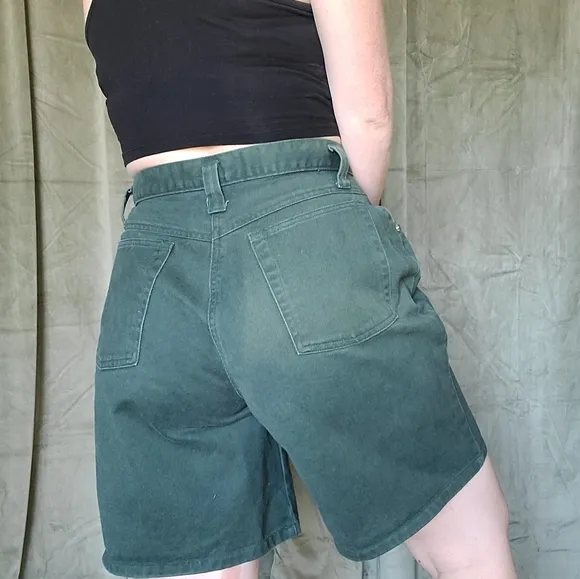 90s Green Denim Shorts