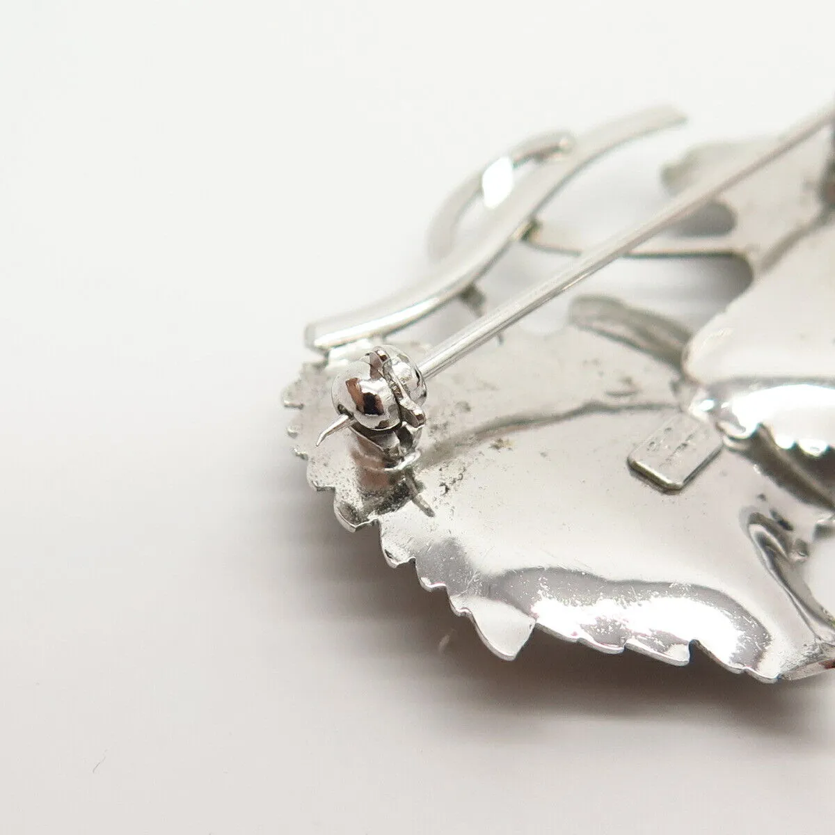 925 Sterling Silver Vintage Carl Art Real Pearl Leaf Design Pin Brooch