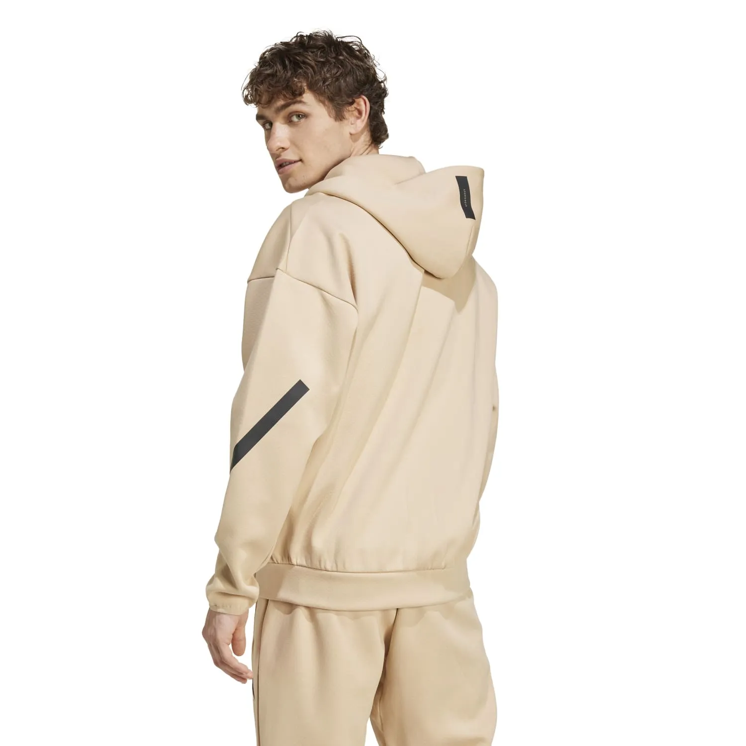 Adidas Men Z.N.E. Full Zip Hooded Track Jacket Beige JF2445