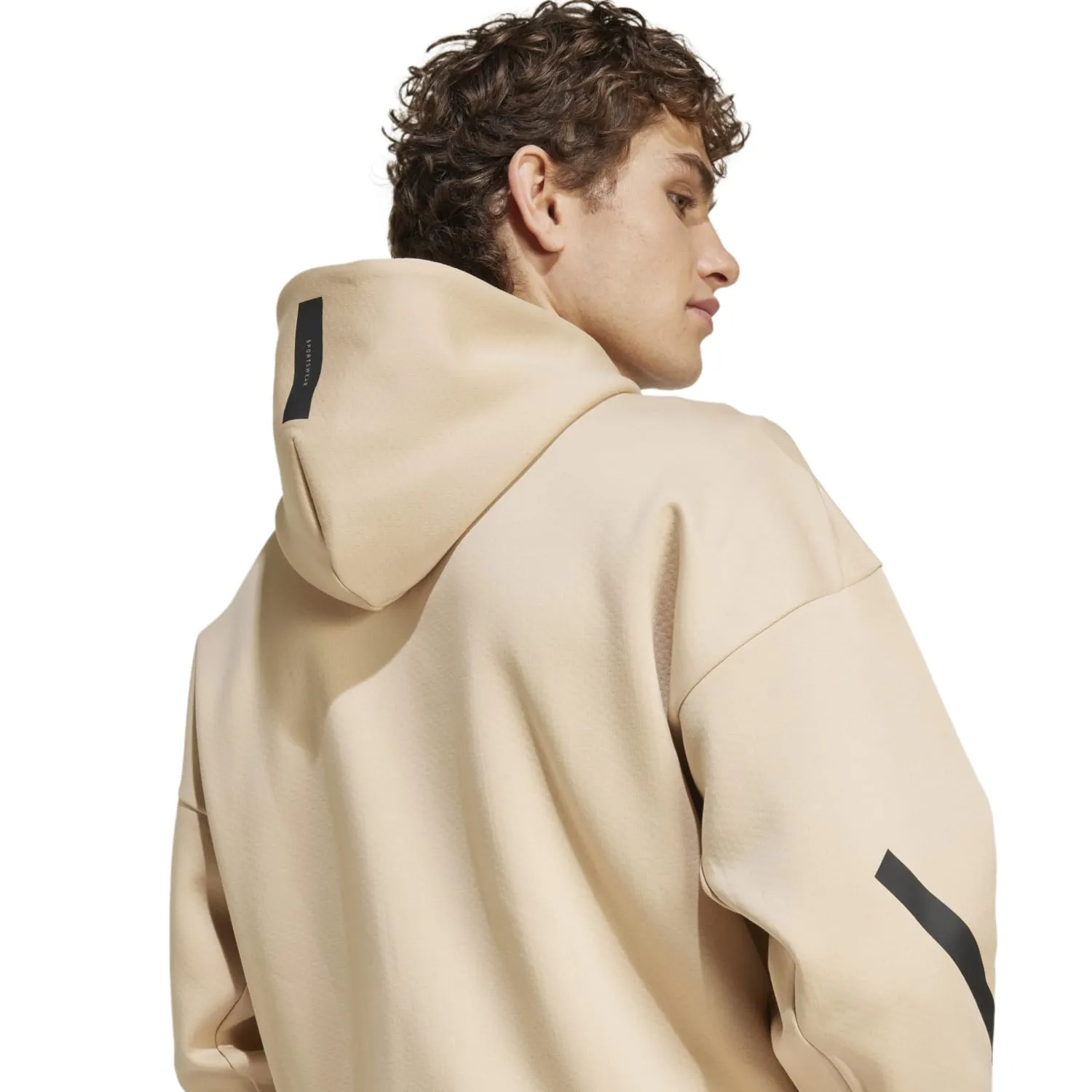 Adidas Men Z.N.E. Full Zip Hooded Track Jacket Beige JF2445