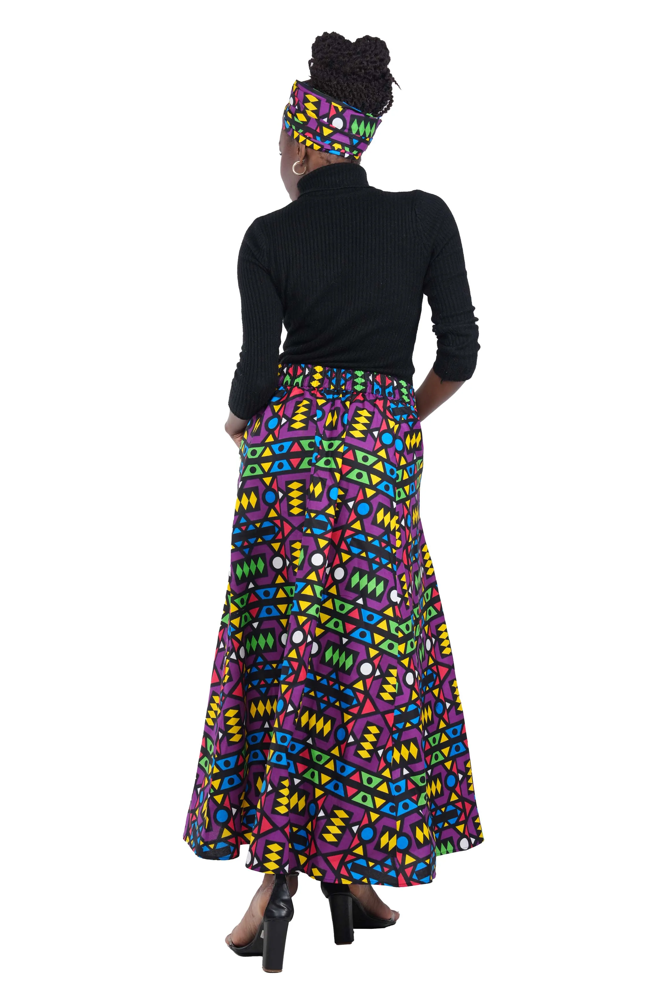 African Long Maxi Skirt With Handbag