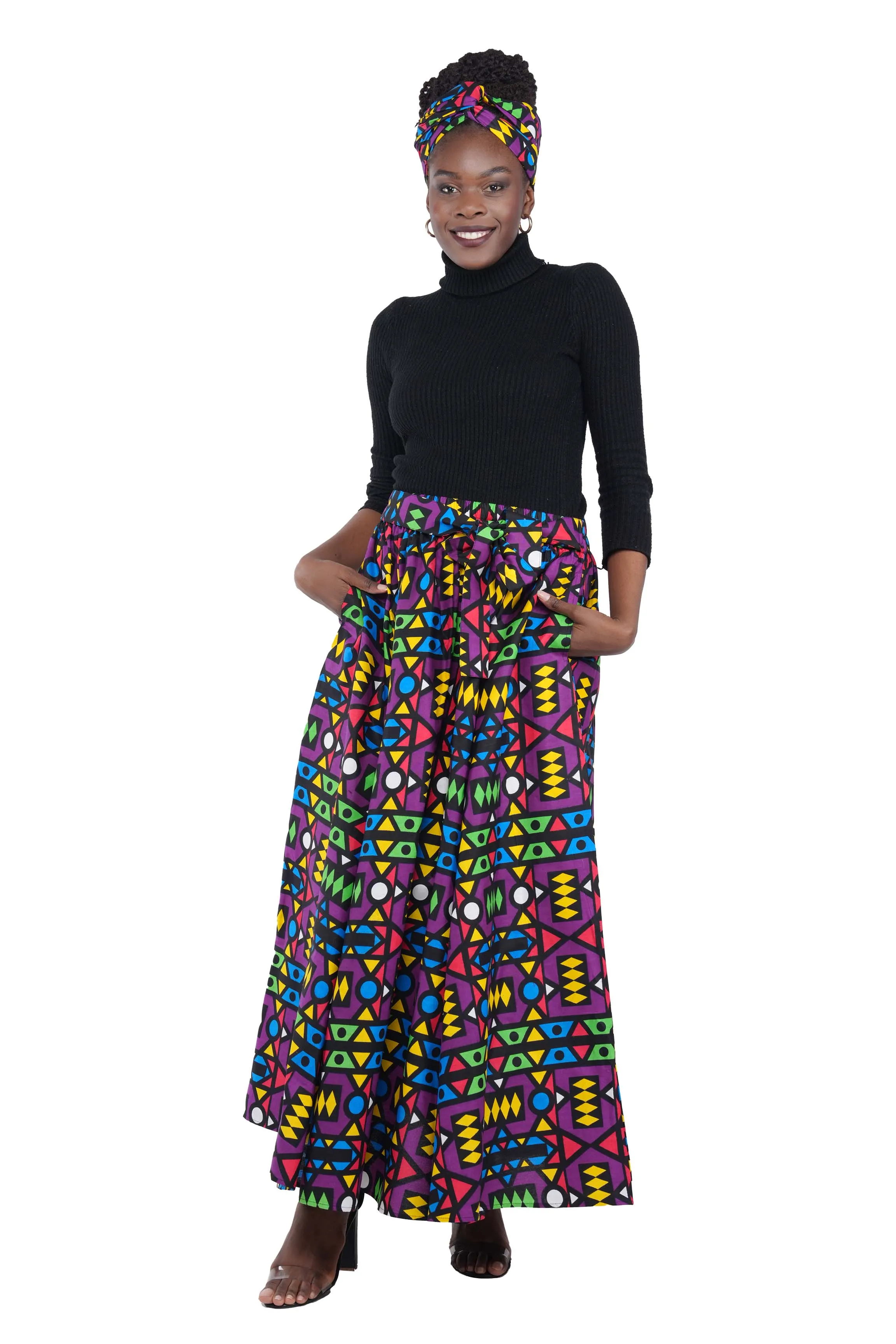 African Long Maxi Skirt With Handbag