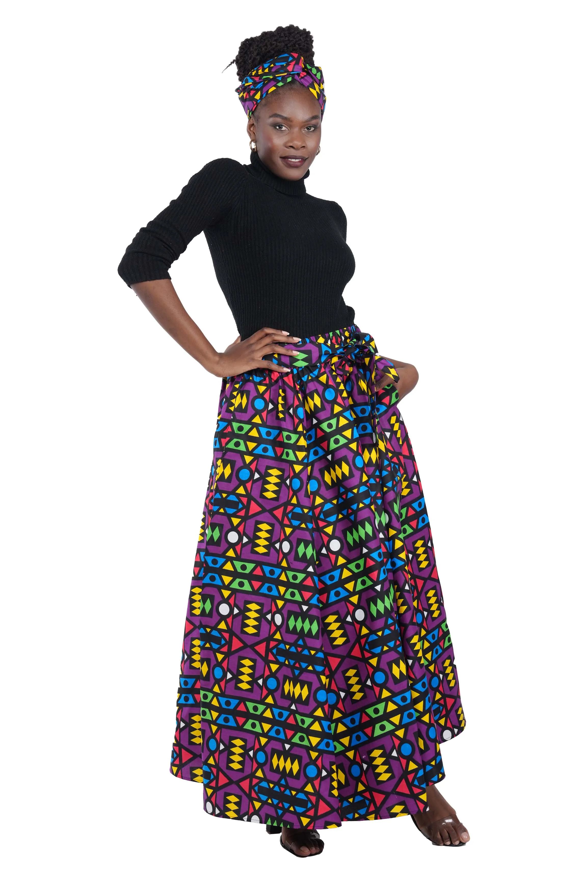 African Long Maxi Skirt With Handbag