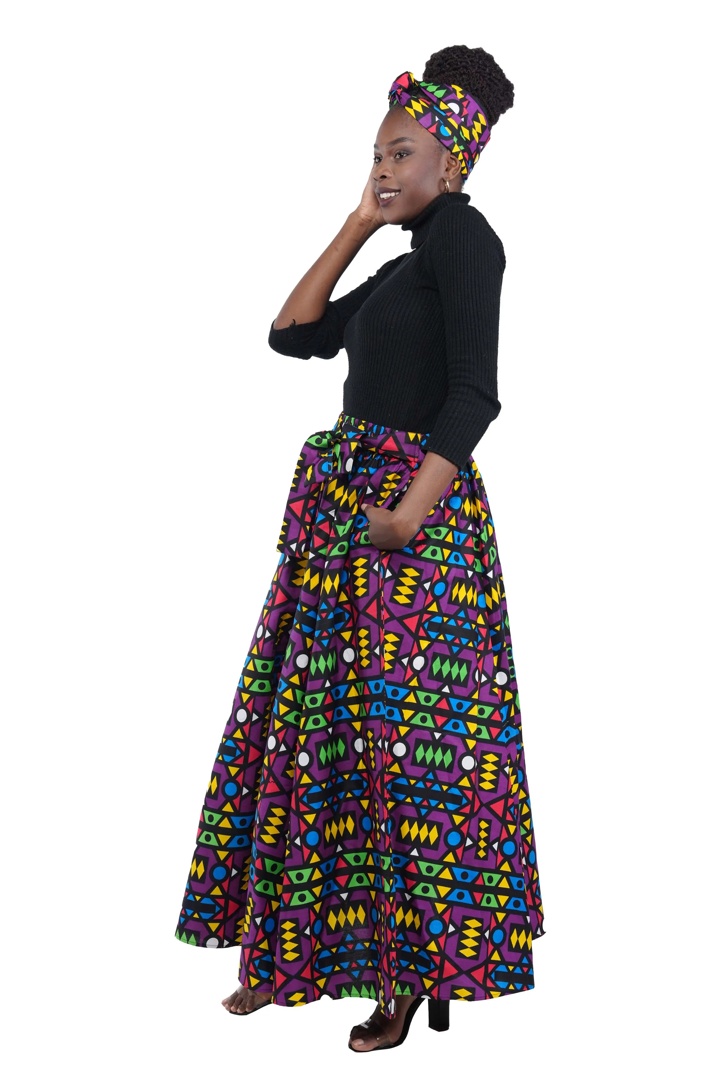 African Long Maxi Skirt With Handbag