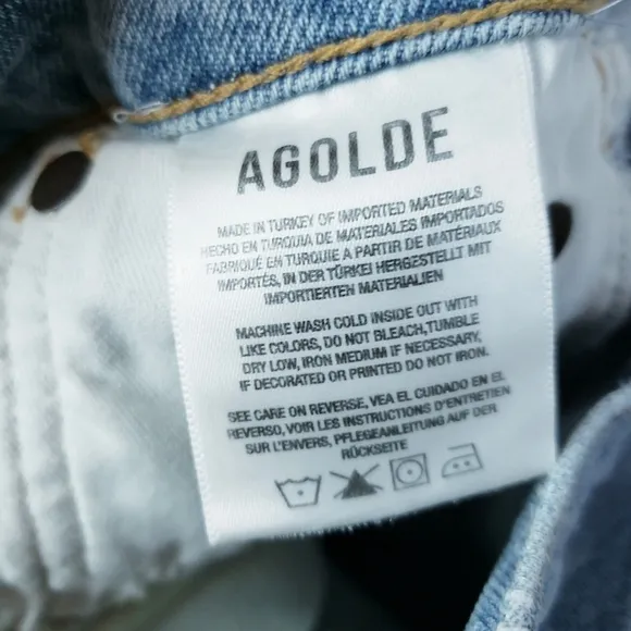 Agolde Nico High Rise Slim Jeans Cliffside Wash Denim Size 26