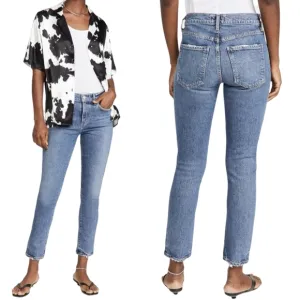 AGOLDE Toni Mid Rise Slim-Dime Straight Leg Ankle Jeans Size 25