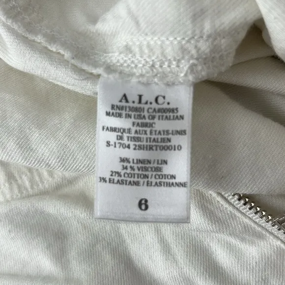 A.L.C white linen cotton blend shorts with pockets Size 6
