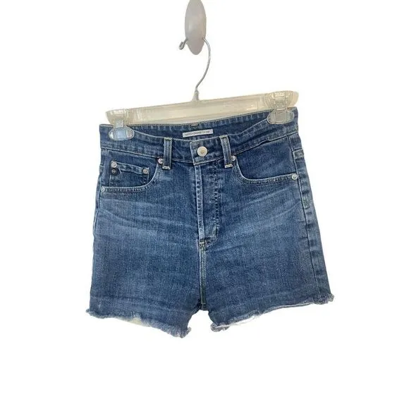 ALEXA CHUNG x AG Fifi High Waisted Cut Off Frayed Hem Denim Shorts 26