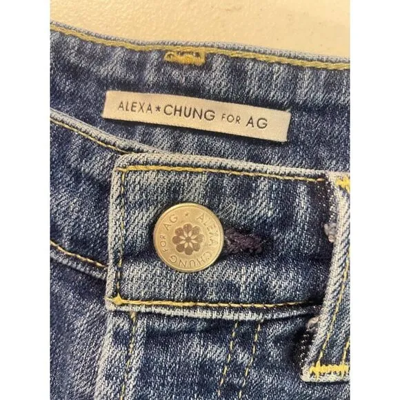 ALEXA CHUNG x AG Fifi High Waisted Cut Off Frayed Hem Denim Shorts 26