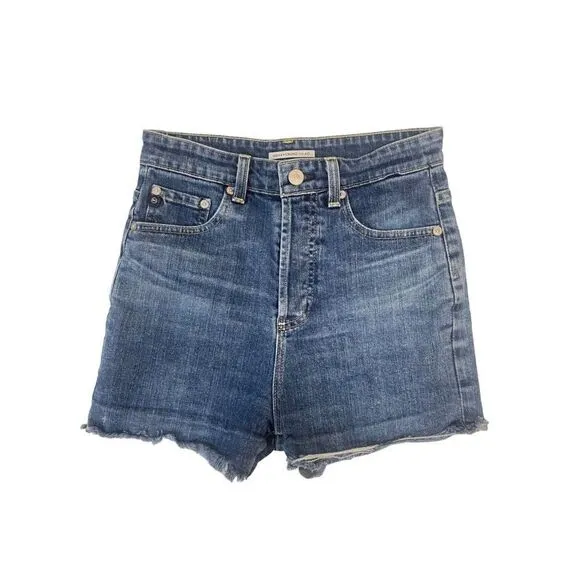 ALEXA CHUNG x AG Fifi High Waisted Cut Off Frayed Hem Denim Shorts 26