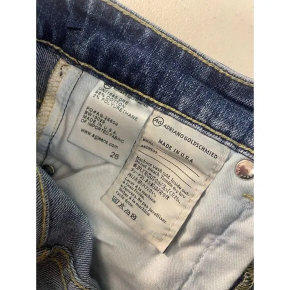 ALEXA CHUNG x AG Fifi High Waisted Cut Off Frayed Hem Denim Shorts 26