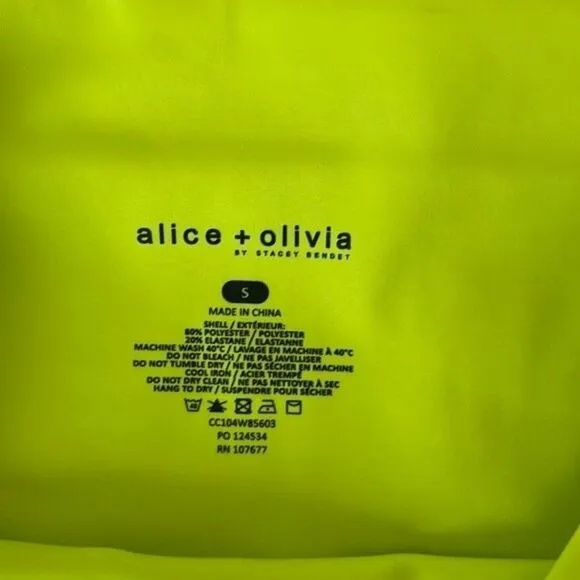 Alice and Olivia Womens Size Small Neon Yellow Biker Shorts