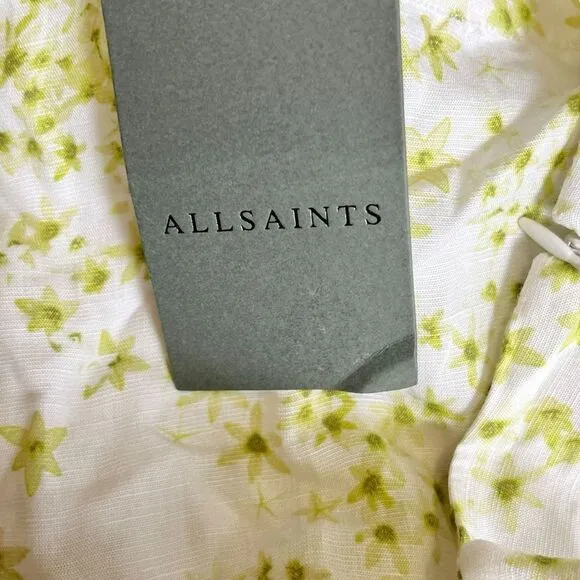 AllSaints Mini Skort Frida Amanzi Lime Green Ditsy Floral Size 2 NWT MSRP $169