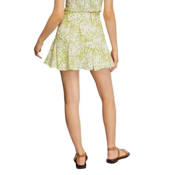 AllSaints Mini Skort Frida Amanzi Lime Green Ditsy Floral Size 2 NWT MSRP $169