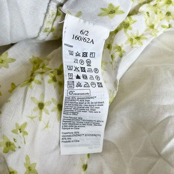 AllSaints Mini Skort Frida Amanzi Lime Green Ditsy Floral Size 2 NWT MSRP $169