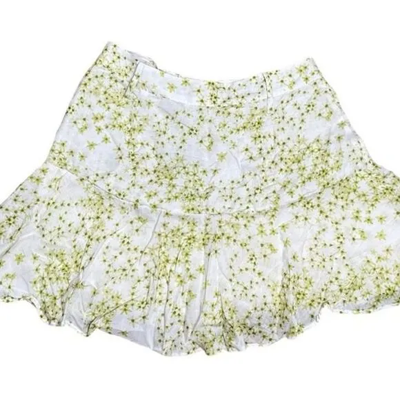 AllSaints Mini Skort Frida Amanzi Lime Green Ditsy Floral Size 2 NWT MSRP $169