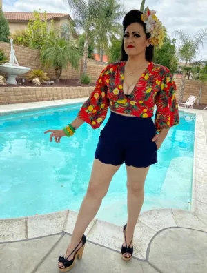 Amarra High-Waisted Shorts Navy
