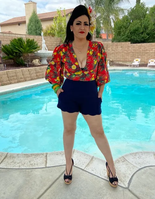 Amarra High-Waisted Shorts Navy