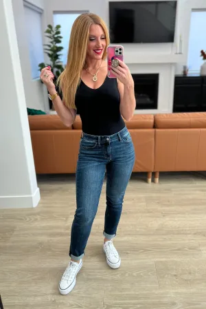 Amber Mid Rise Cuffed Slim Fit Jeans by Judy Blue