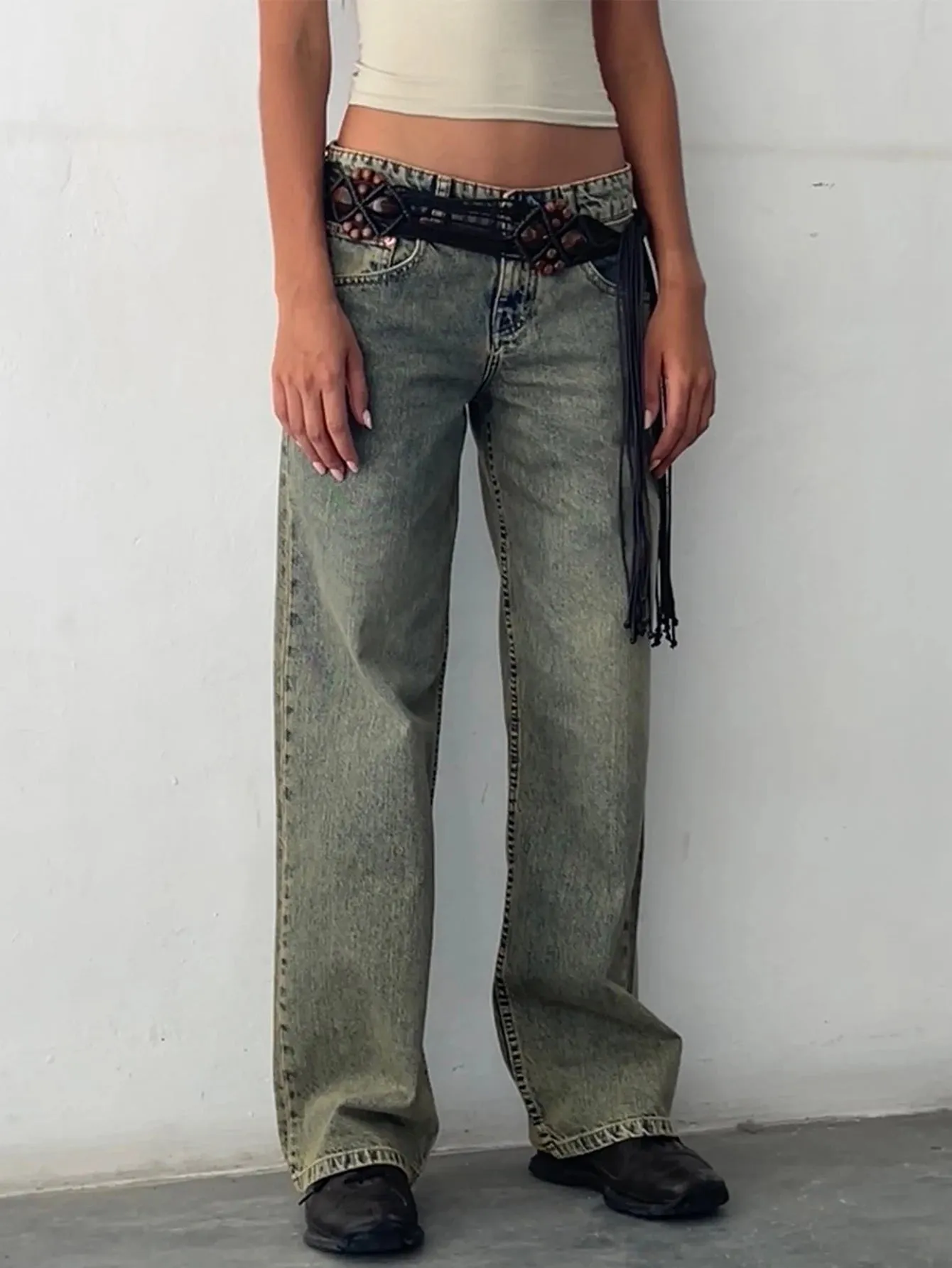 American Retro Wide-Leg Jeans for Women – Trendy Loose Fit, Vintage Style