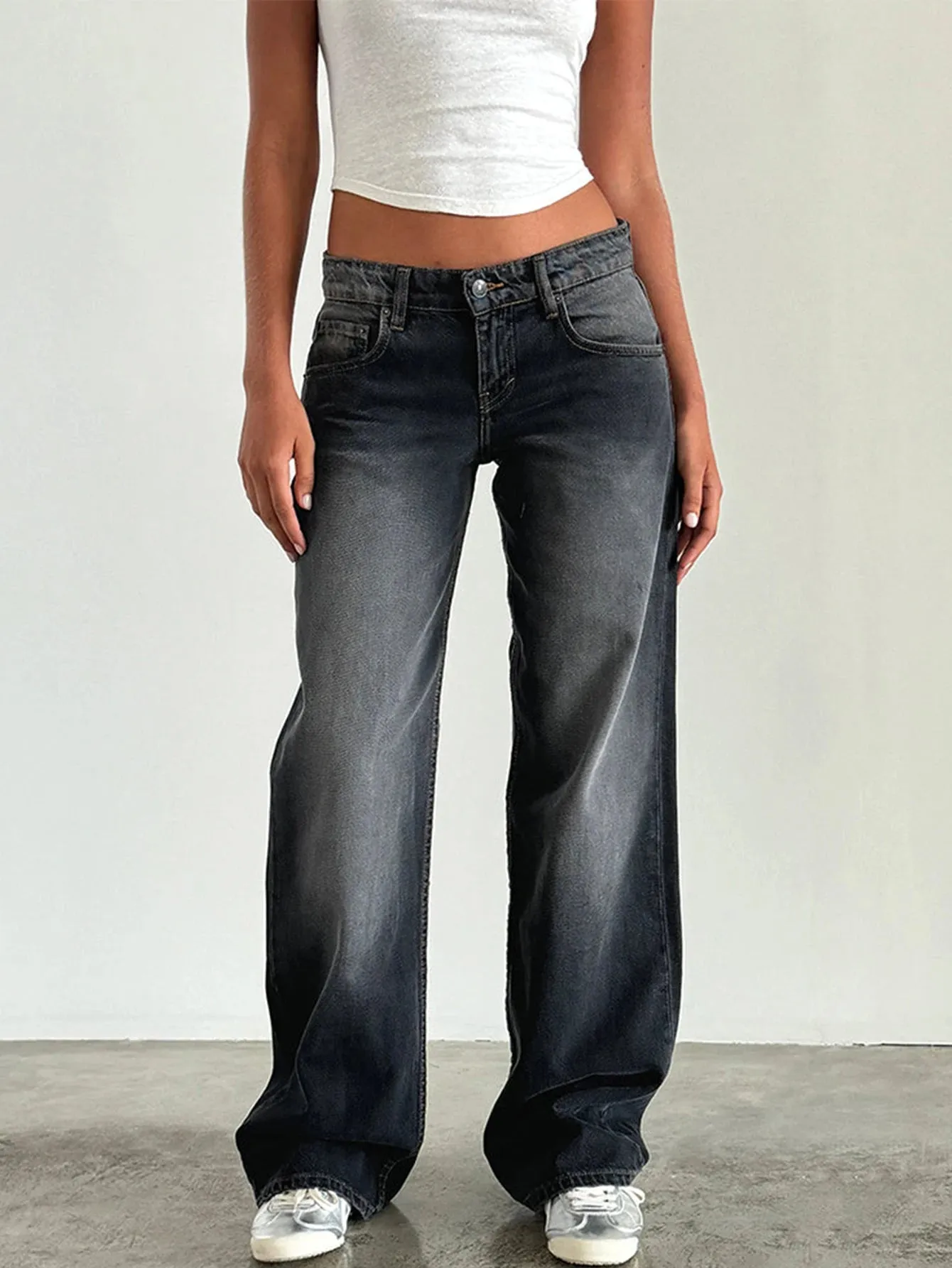 American Retro Wide-Leg Jeans for Women – Trendy Loose Fit, Vintage Style