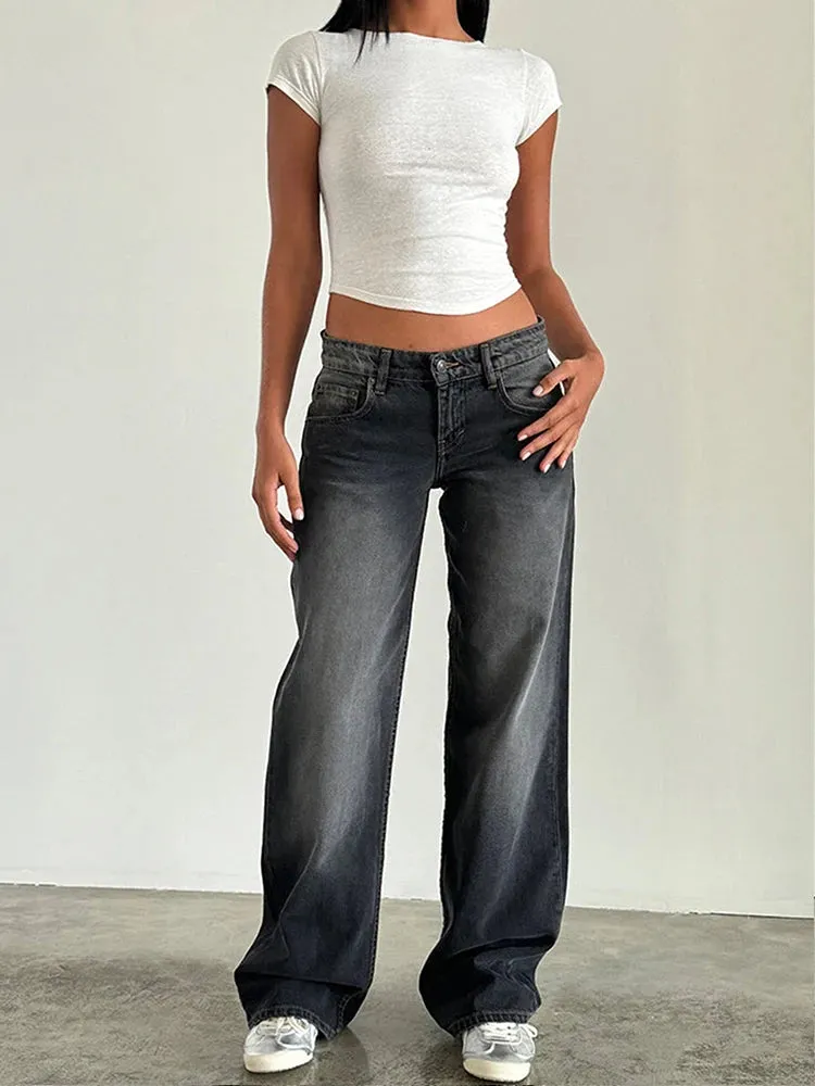 American Retro Wide-Leg Jeans for Women – Trendy Loose Fit, Vintage Style