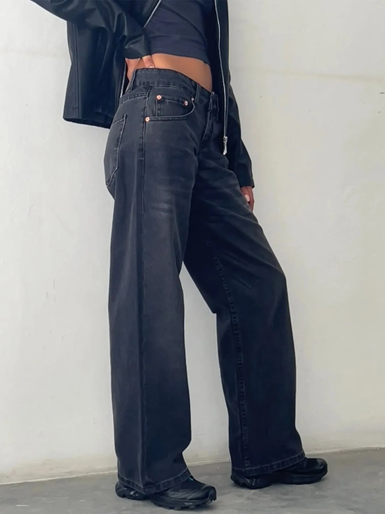 American Retro Wide-Leg Jeans for Women – Trendy Loose Fit, Vintage Style