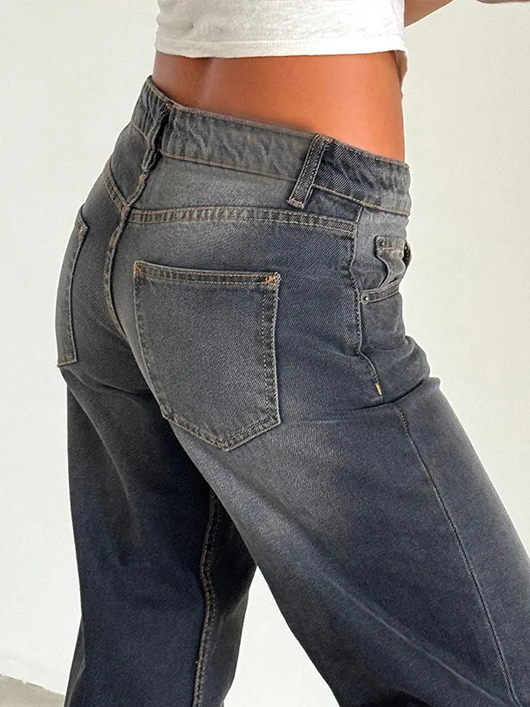 American Retro Wide-Leg Jeans for Women – Trendy Loose Fit, Vintage Style