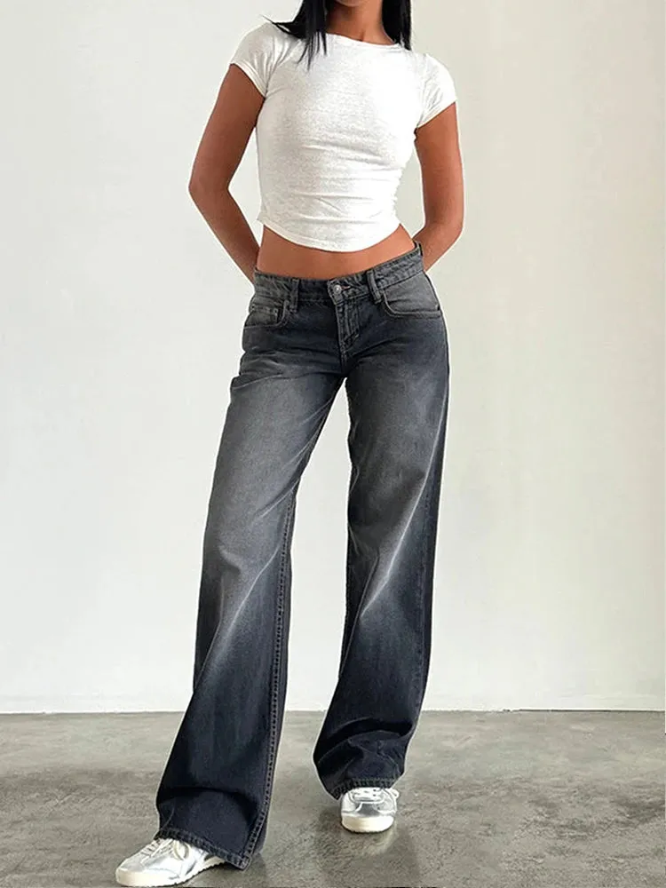 American Retro Wide-Leg Jeans for Women – Trendy Loose Fit, Vintage Style